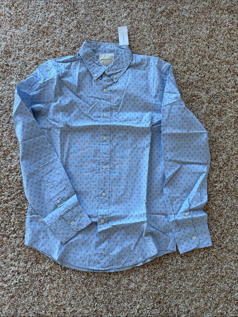 American Eagle Outfitters Light Blue Printed Dress Shirt